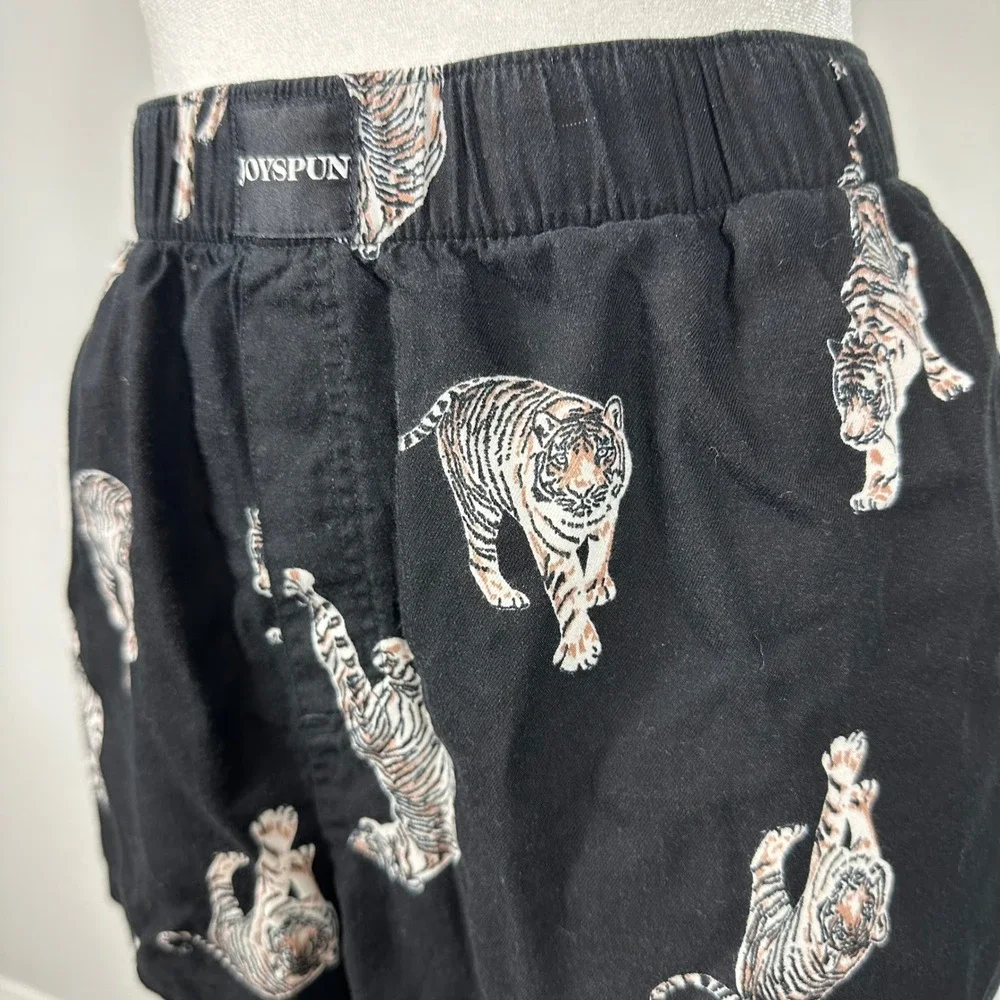 Joyspun Black Boxer Shorts with Tiger Design - SIZE L Loungewear Animal Print - Picture 3 of 6